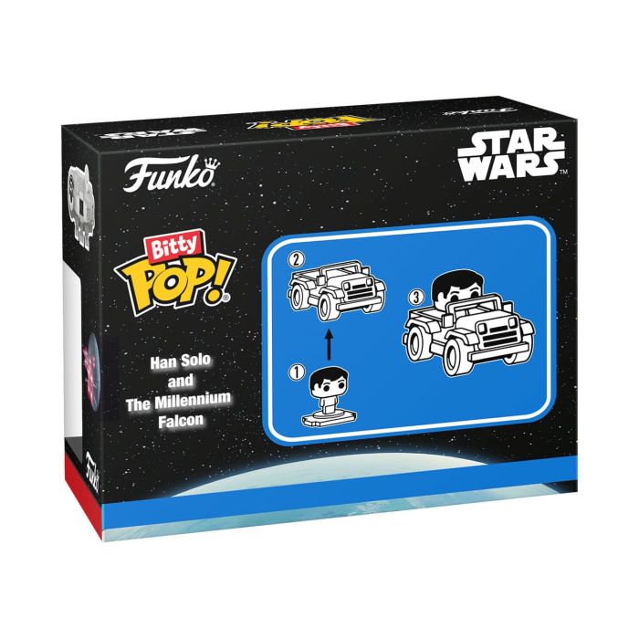 Star Wars Bitty POP! Rides Vinyl Figure Display Han Solo w/Millenium Falcon 2,5 cm 