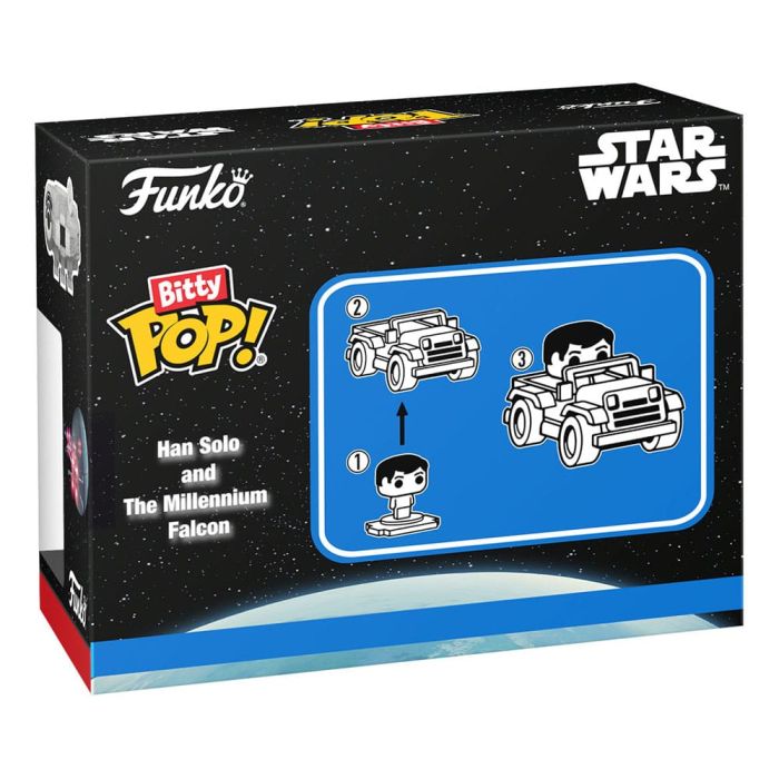Star Wars Bitty POP! Rides Vinyl Figure Display Han Solo w/Millenium Falcon 2,5 cm 