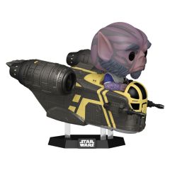 Star Wars: The Mandalorian and Grogu POP! Rides Deluxe Vinyl Bobblehead Figure Zeb Orrelios in the Razor Crest 9 cm